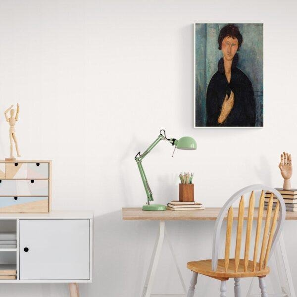 Amedeo Modigliani: Femme aux yeux bleus | Contemporary Portrait Painting, Elegant Modigliani Print for Your Modern Wall Decor