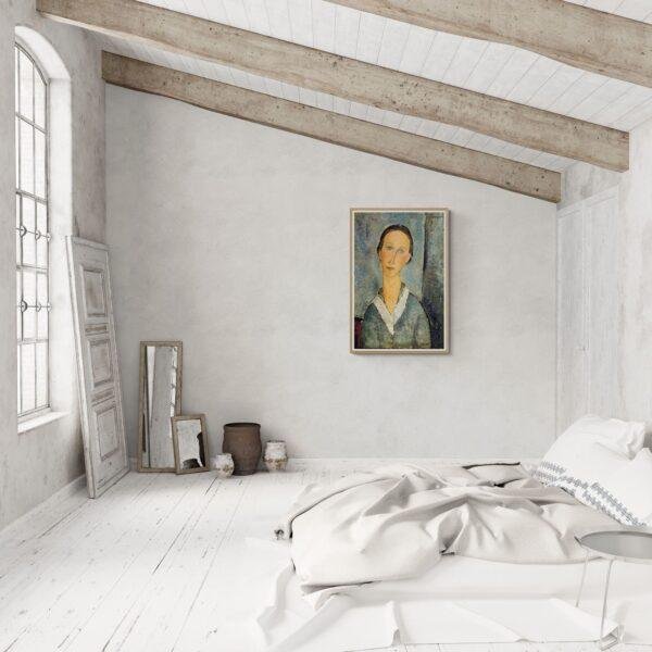 Amedeo Modigliani: Jeune fille en blouse | Contemporary Portrait Painting, Elegant Modigliani Print for Your Modern Wall Decor