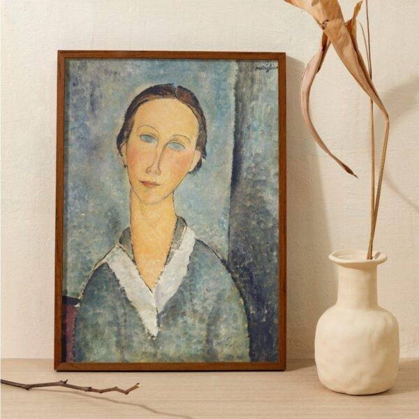Amedeo Modigliani: Jeune fille en blouse | Contemporary Portrait Painting, Elegant Modigliani Print for Your Modern Wall Decor