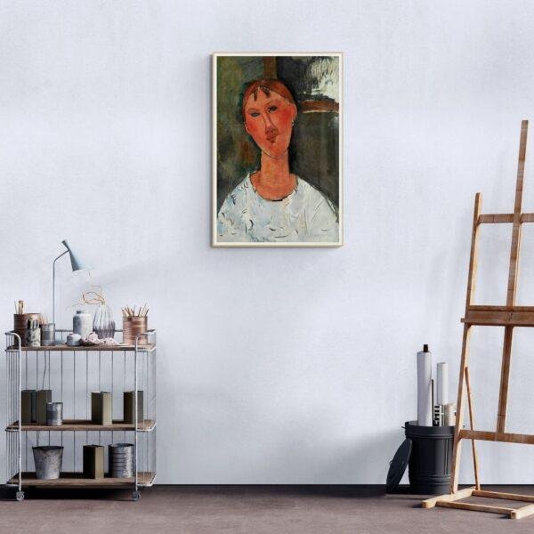 Amedeo Modigliani: Jeune femme en chemise | Contemporary Portrait Painting, Elegant Modigliani Print for Your Modern Wall Decor