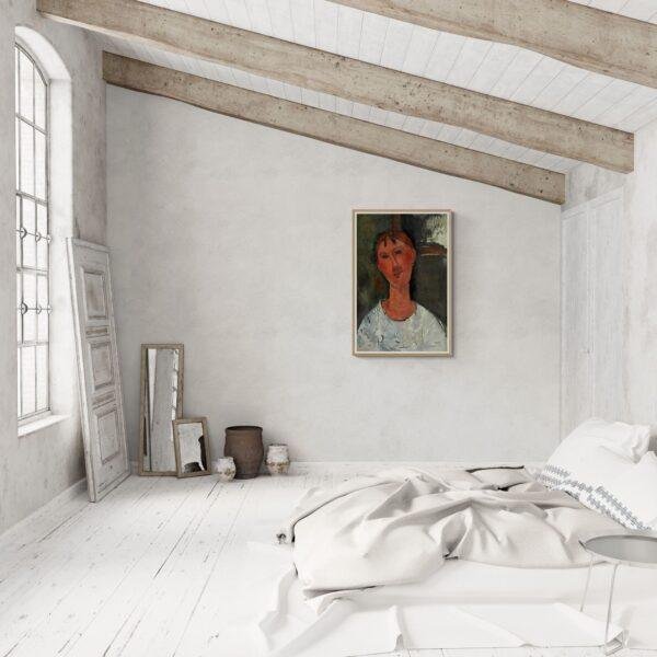 Amedeo Modigliani: Jeune femme en chemise | Contemporary Portrait Painting, Elegant Modigliani Print for Your Modern Wall Decor