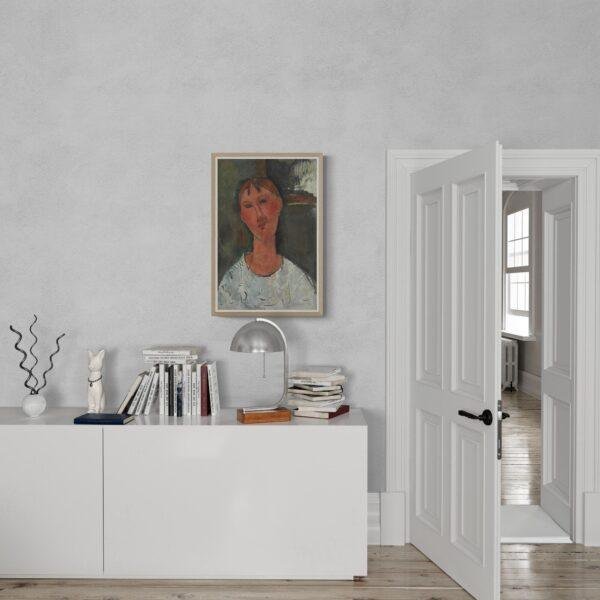 Amedeo Modigliani: Jeune femme en chemise | Contemporary Portrait Painting, Elegant Modigliani Print for Your Modern Wall Decor
