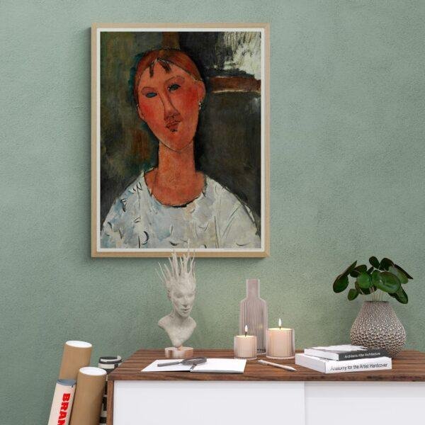 Amedeo Modigliani: Jeune femme en chemise | Contemporary Portrait Painting, Elegant Modigliani Print for Your Modern Wall Decor