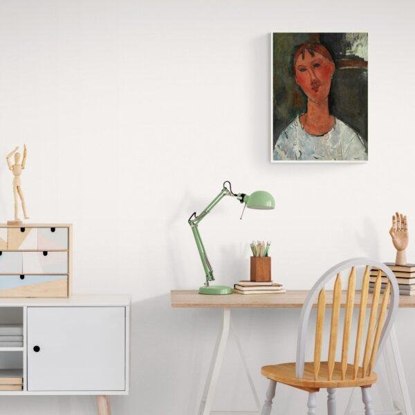 Amedeo Modigliani: Jeune femme en chemise | Contemporary Portrait Painting, Elegant Modigliani Print for Your Modern Wall Decor