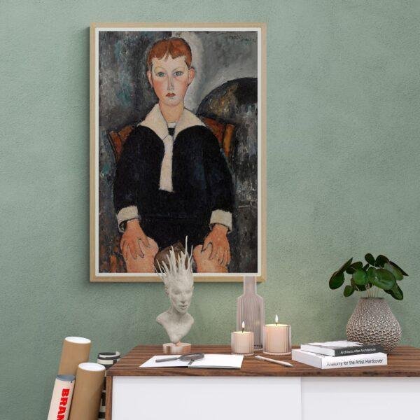 Amedeo Modigliani: Boy in Sailor Suit | Contemporary Portrait Painting, Elegant Modigliani Print for Your Modern Wall Decor