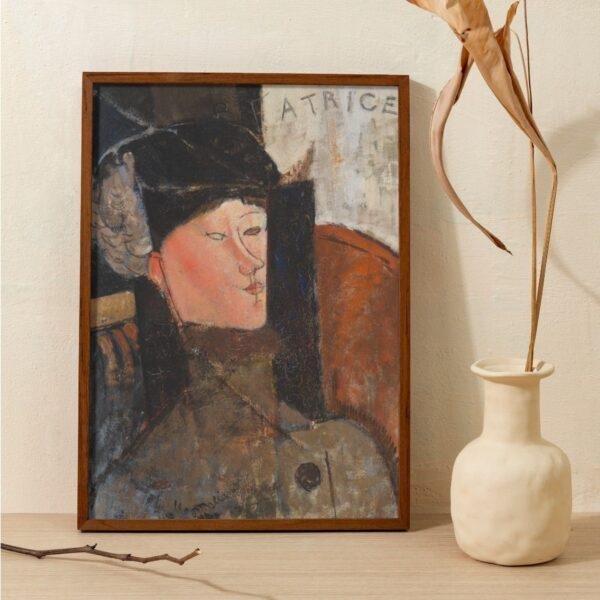 Amedeo Modigliani: Beatrice | Contemporary Portrait Painting, Elegant Modigliani Print for Your Modern Wall Decor