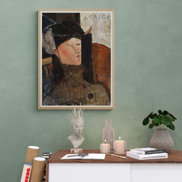 Amedeo Modigliani: Beatrice | Contemporary Portrait Painting, Elegant Modigliani Print for Your Modern Wall Decor