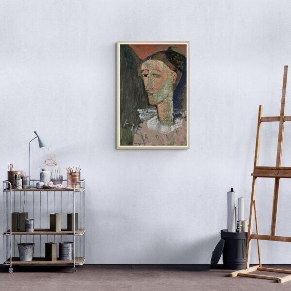 Amedeo Modigliani: Self-Portrait as Pierrot | Contemporary Portrait Painting, Elegant Modigliani Print for Your Modern Wall Decor