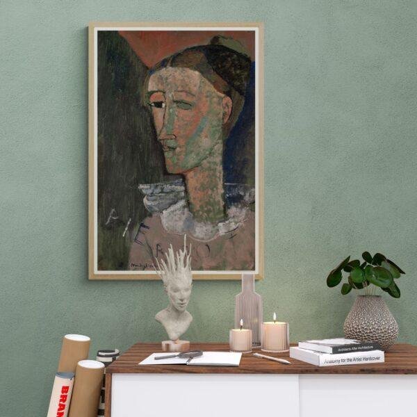 Amedeo Modigliani: Self-Portrait as Pierrot | Contemporary Portrait Painting, Elegant Modigliani Print for Your Modern Wall Decor