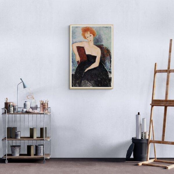Amedeo Modigliani: Redheaded Girl in Evening Dress | Contemporary Portrait Painting, Elegant Modigliani Print for Your Modern Wall Decor