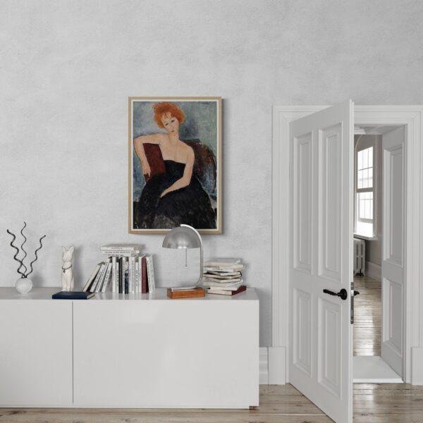 Amedeo Modigliani: Redheaded Girl in Evening Dress | Contemporary Portrait Painting, Elegant Modigliani Print for Your Modern Wall Decor