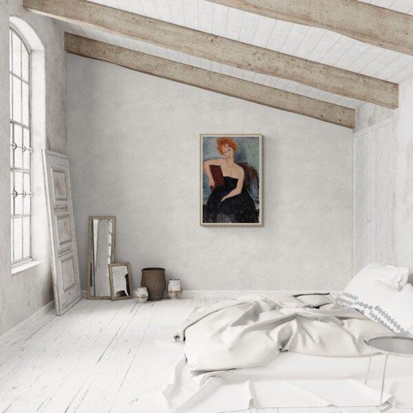 Amedeo Modigliani: Redheaded Girl in Evening Dress | Contemporary Portrait Painting, Elegant Modigliani Print for Your Modern Wall Decor