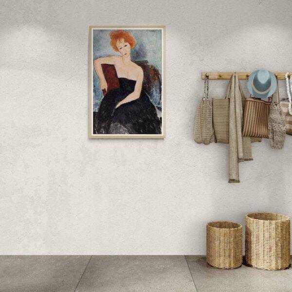 Amedeo Modigliani: Redheaded Girl in Evening Dress | Contemporary Portrait Painting, Elegant Modigliani Print for Your Modern Wall Decor