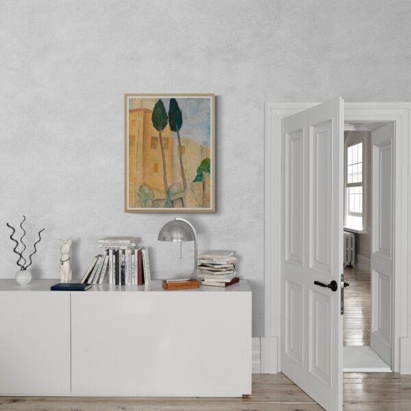 Amedeo Modigliani: Cypresses and Houses at Cagnes | Contemporary Portrait Painting, Elegant Modigliani Print for Your Modern Wall Decor