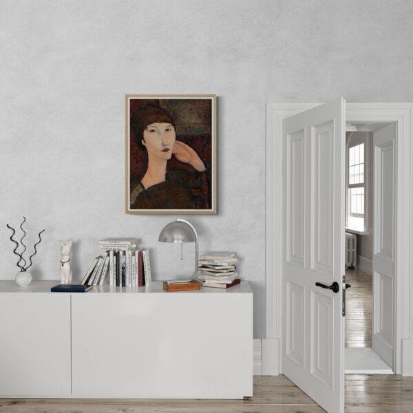 Amedeo Modigliani: Adrienne | Contemporary Portrait Painting, Elegant Modigliani Print for Your Modern Wall Decor