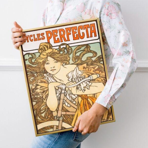 Alphonse Mucha Art Nouveau 'Cycles Perfecta' Poster | Unique Wall Art Gift for Her & Friends