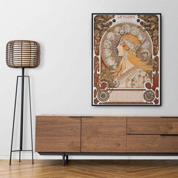 Alphonse Mucha Art Nouveau 'La Plume' Poster | Unique Wall Art Gift for Her & Friends