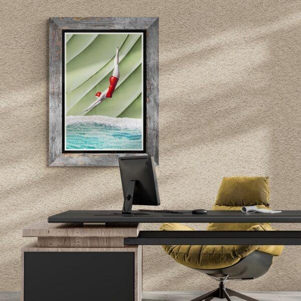Gravity-Defying Pool Plunge | Modern Minimalist Wall Art Print | Contemporary Abstract Diver Poster | Trendy Wall Art