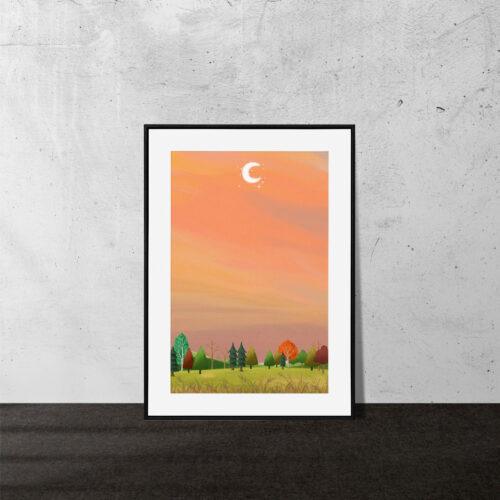 Twilight Whisper in the Enchanted Forest | Serene Nature Landscape Poster | Floral Wall Art | Contemporary Abstract Wall Decor