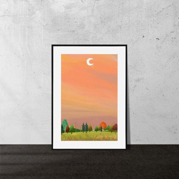Twilight Whisper in the Enchanted Forest | Serene Nature Landscape Poster | Floral Wall Art | Contemporary Abstract Wall Decor