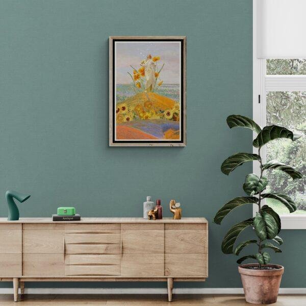 Van Gogh's Sunflower Maiden: Modern Floral Art Print | Unique Wall Art