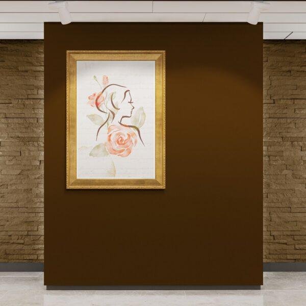 Whispering Petals Portrait | Elegant Watercolor Rose & Woman Silhouette Art Print with Gold Foil | Minimalist Wall Art