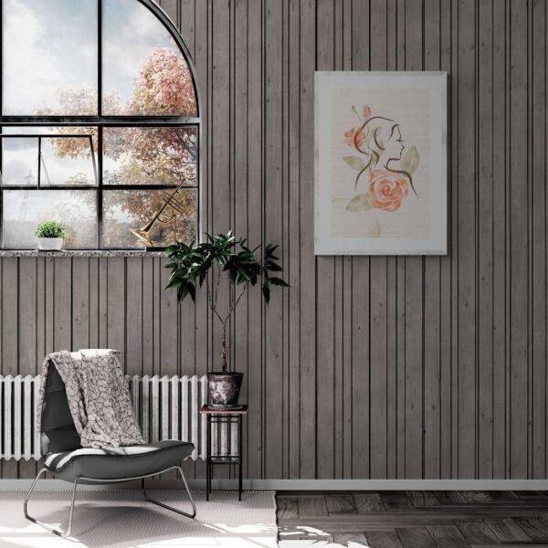 Whispering Petals Portrait | Elegant Watercolor Rose & Woman Silhouette Art Print with Gold Foil | Minimalist Wall Art