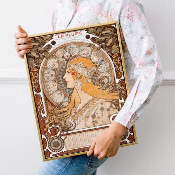 Alphonse Mucha Art Nouveau 'La Plume' Poster | Unique Wall Art Gift for Her & Friends