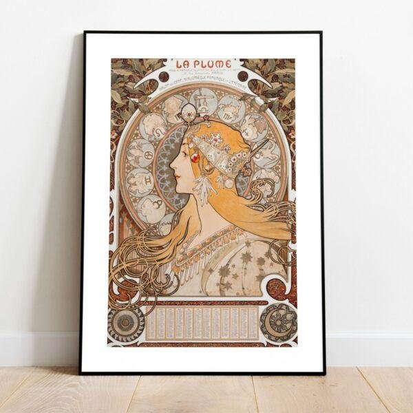 Alphonse Mucha Art Nouveau 'La Plume' Poster | Unique Wall Art Gift for Her & Friends