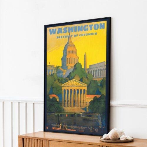 Washington DC Travel Poster: Vintage Style Art Print