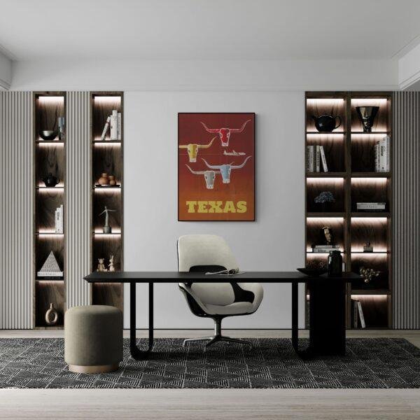 Retro Texas Travel Poster: Vintage American Art Print
