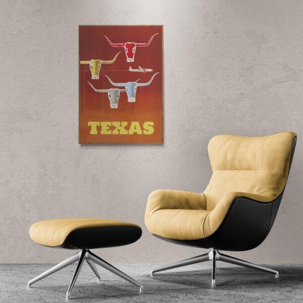Retro Texas Travel Poster: Vintage American Art Print