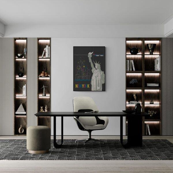 New York Travel Poster: Retro Statue of Liberty Art Print