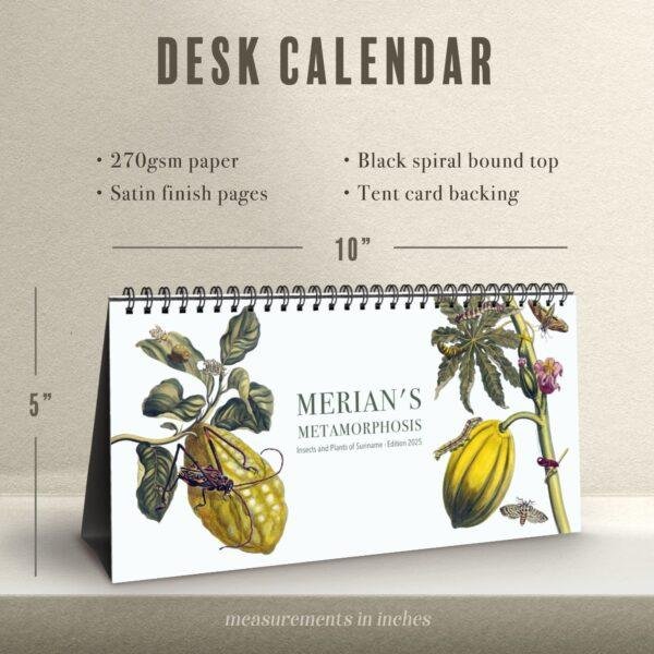 Maria Sibylla Merian Desk Calendar, Spiral-Bound Monthly Organizer, Artistic Gift for Teachers and Historians