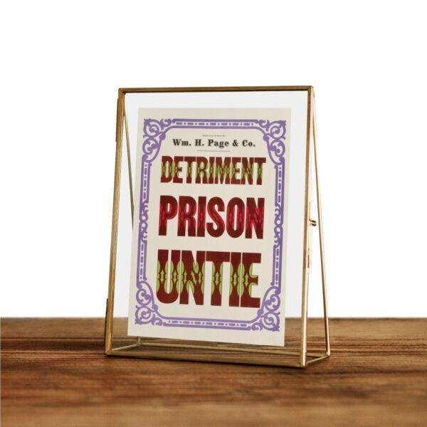 Chromatic Wood Type Poster: Vintage Typographic Print, Detriment Prison Untie