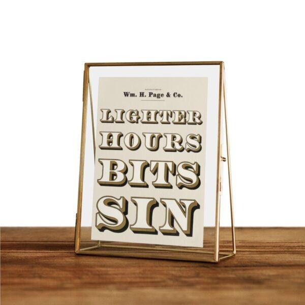 Vintage Wood Type Poster: "Lighter Hours Bits Sin" Typographic Print