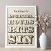 Vintage Wood Type Poster: "Lighter Hours Bits Sin" Typographic Print