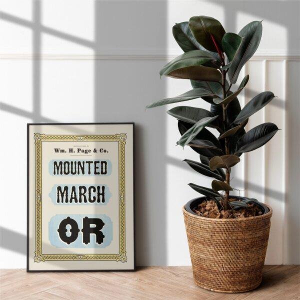 Vintage Wood Type Poster: Mounted March Or, Typographic Print