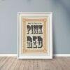 Chromatic Wood Type Poster: Vintage Pink Red Typography Art