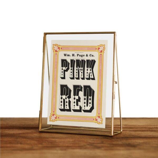 Chromatic Wood Type Poster: Vintage Pink Red Typography Art
