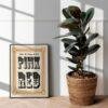 Chromatic Wood Type Poster: Vintage Pink Red Typography Art