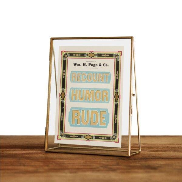 Vintage Wood Type Print: Recount Humor Rude, Typographic Design