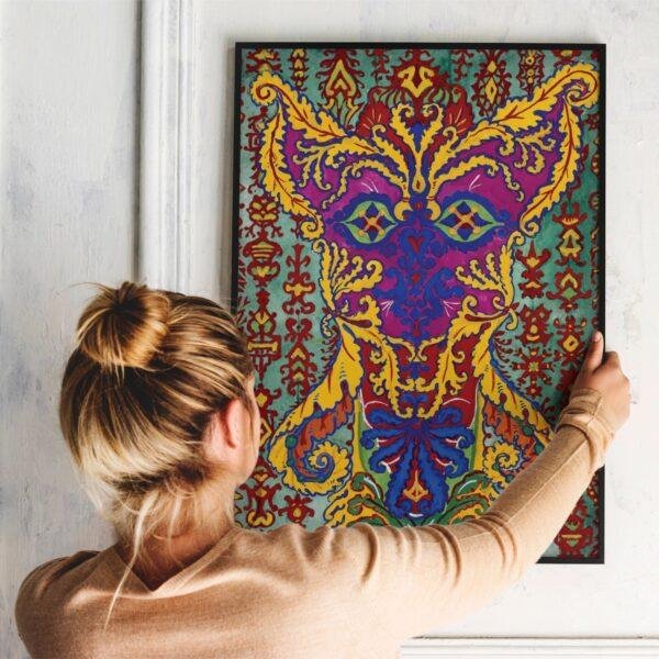 Louis Wain Cat Poster – Vintage Psychedelic Artwork, Home Sweet Home Cat Decor, Anthropomorphic Art Print, Collector Gift
