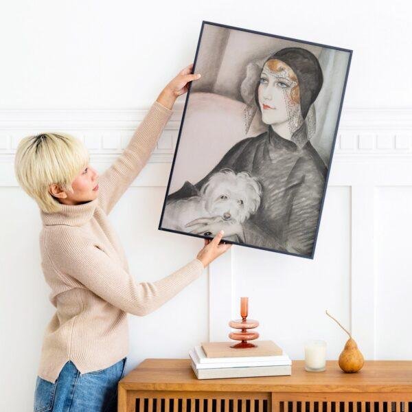 Gerda Wegener: "Lady and her Dog", Danish painter, Equal Rights, Matte Poster