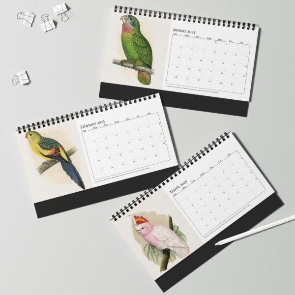 Victorian Parrots Desk Calendar | Natural History Illustrations | Spiral-Bound Monthly Organizer | Made With Love Gift