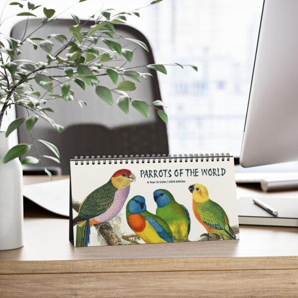 Victorian Parrots Desk Calendar | Natural History Illustrations | Spiral-Bound Monthly Organizer | Made With Love Gift