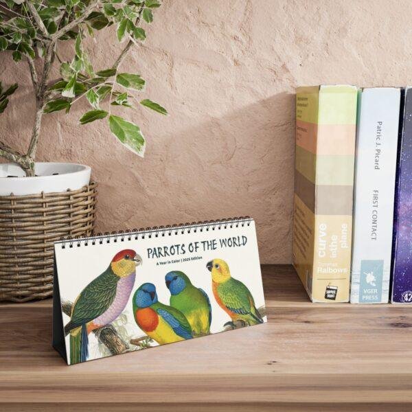 Victorian Parrots Desk Calendar | Natural History Illustrations | Spiral-Bound Monthly Organizer | Made With Love Gift