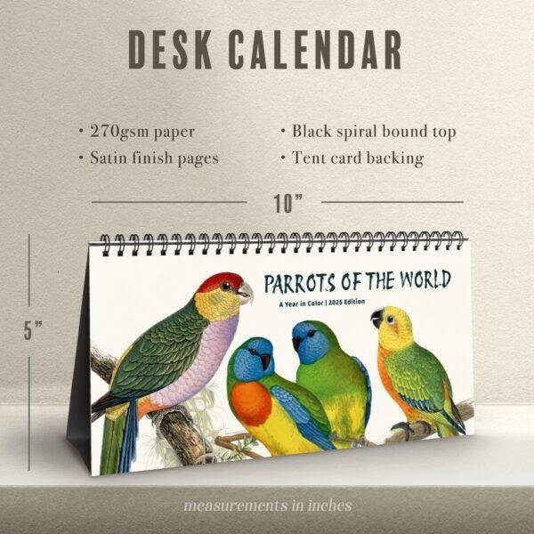 Victorian Parrots Desk Calendar | Natural History Illustrations | Spiral-Bound Monthly Organizer | Made With Love Gift