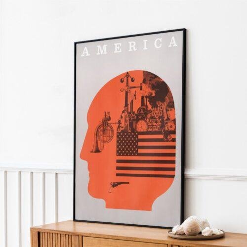 Vintage America Travel Poster: Retro Wanderlust Art Print