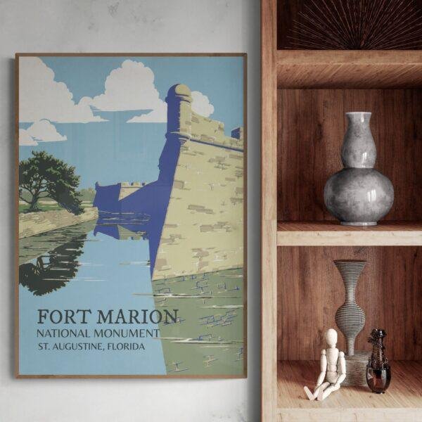 Fort Marion Travel Poster: Vintage National Monument Art Print